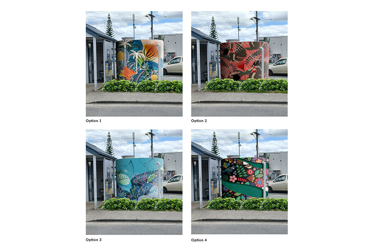 Mural designs for Moir Street water tank